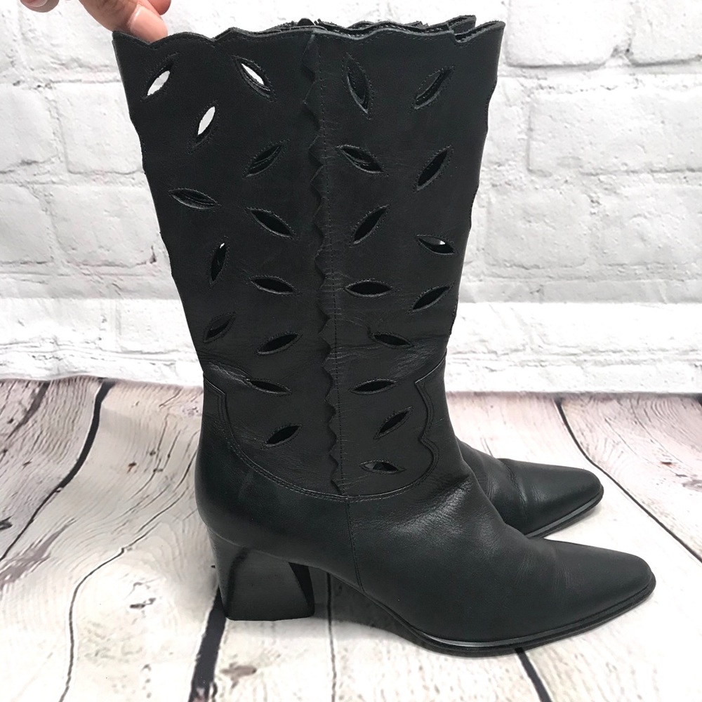 Black leather boots